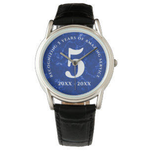 Eleganter blauer Marmor 5 Jahre Arbeit Jubiläum Armbanduhr