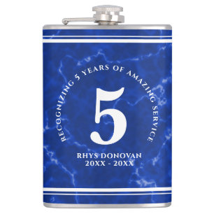 Eleganter blauer Marmor 5 Jahre Arbeit Jubiläum Flachmann