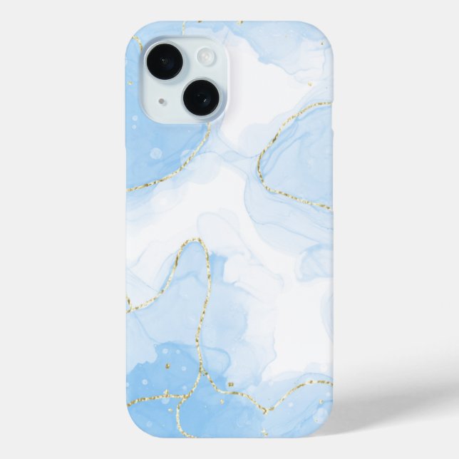 Eleganter blauer Marmor  Case-Mate iPhone Hülle (Rückseite)