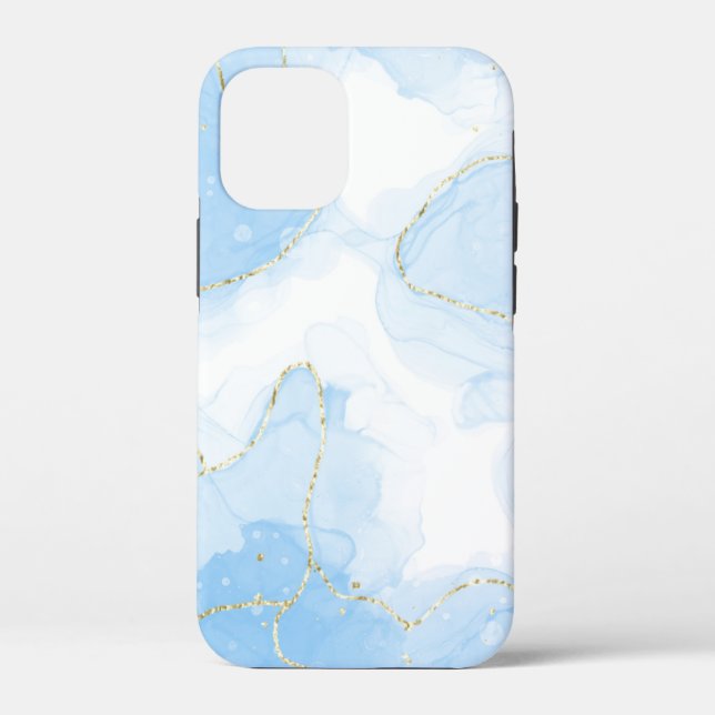 Eleganter blauer Marmor  Case-Mate iPhone Hülle (Rückseite)