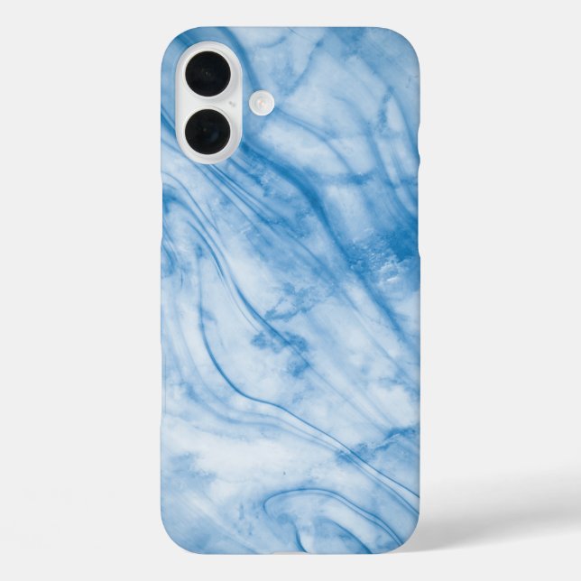 Eleganter blauer Marmor iPhone 16 Plus Hülle (Rückseite)