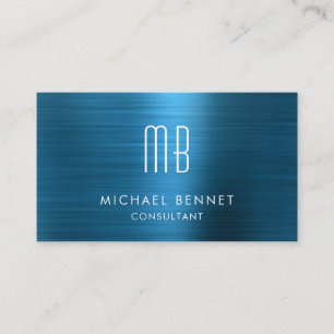 Eleganter blauer metallischer Monogramm-Berater Visitenkarte