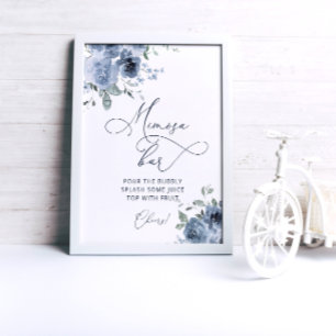 Eleganter blauer Mimosa Bar Poster
