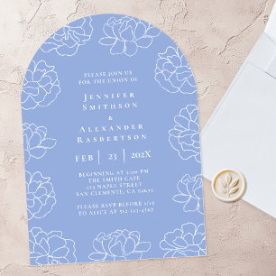 Eleganter blauer Minimal Botanische Hochzeit Einla Einladung