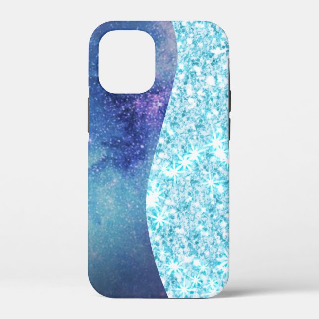 Eleganter blauer Moderner Gradientenstar Glitzer Case-Mate iPhone Hülle (Rückseite)