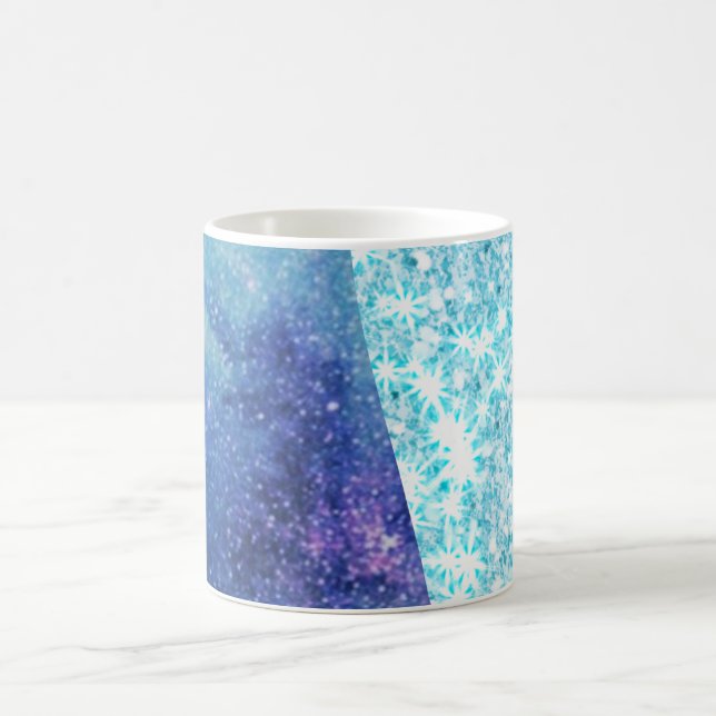 Eleganter blauer Moderner Gradientenstar Glitzer Kaffeetasse (Mittel)