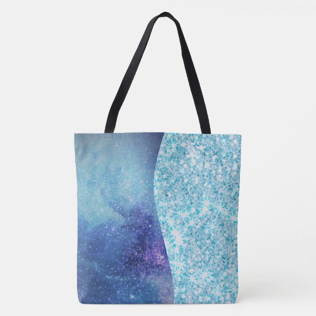 Eleganter blauer Moderner Gradientenstar Glitzer Tasche (Vorderseite)
