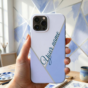 Eleganter blauer monochromer Individuelle Name iPhone 16 Hülle