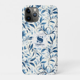 Eleganter blauer Paisley-Blätter - Weißer Hintergr Case-Mate iPhone Hülle