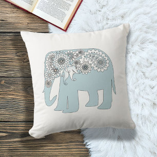 Eleganter blauer Paisley-Elefant Kissen