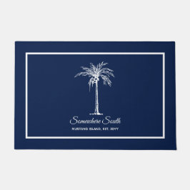 Eleganter Blauer Palmenbaum Personalisiert Fußmatte