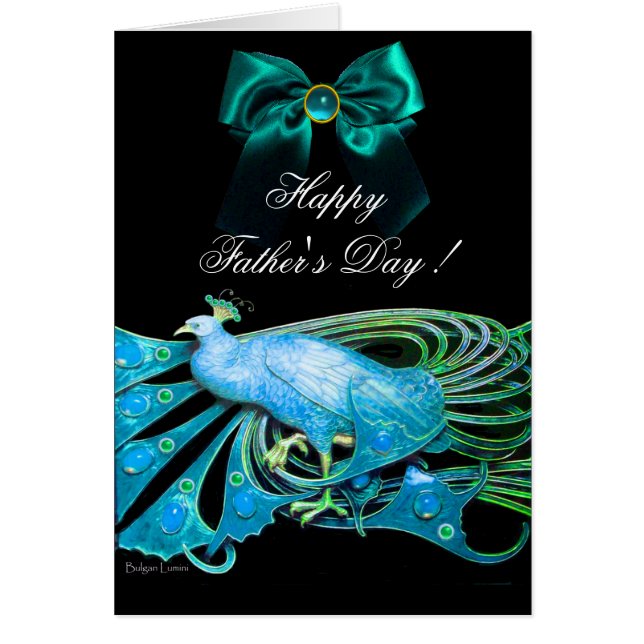 ELEGANTER BLAUER PEACOCK, GEM STONES, BOW Vatertag (Vorne)