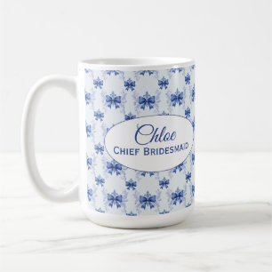 Eleganter blauer Schleifen-Brautjunggesellinnenabs Kaffeetasse