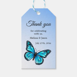 Eleganter Blauer Schmetterling Vielen Dank Geschenkanhänger