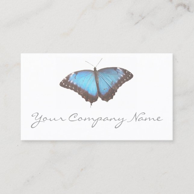 Eleganter Blauer Schmetterling - White Business Ca Visitenkarte (Vorderseite)