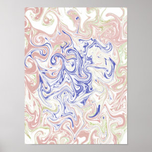 Eleganter blauer und sanfter pfirsichfarbener Marm Poster