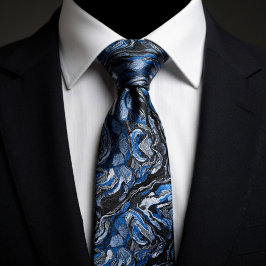 Eleganter blauer und schwarzer Marmor mit Wirbelmu Krawatte