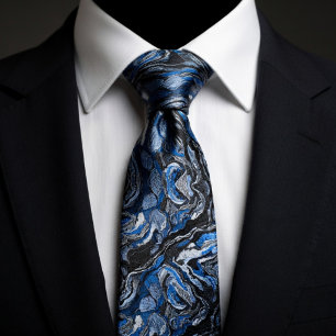 Eleganter blauer und schwarzer Marmor mit Wirbelmu Krawatte