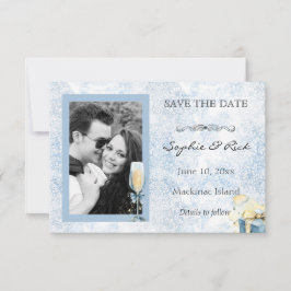 Eleganter Blauer und Weißer Champagner Save the Da Date