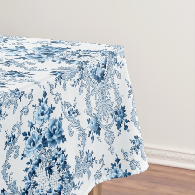Eleganter blauer und weißer französischer Rokoko F Tischdecke (Beispiel)