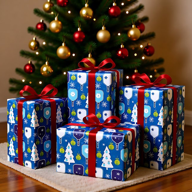 Eleganter, blauer und weißer Weihnachtspickleball Seidenpapier (Elegant blue and white Christmas pickleball Tissue Paper)