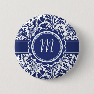 Eleganter blauer und weißer William Morris mit Button