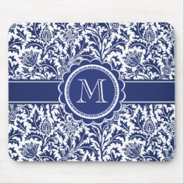 Eleganter blauer und weißer William Morris mit Mousepad