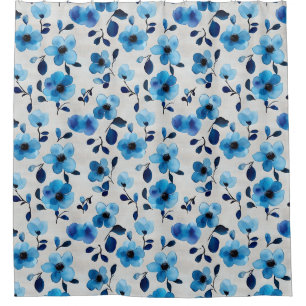 Eleganter Blauer Wasserfarbenduschvorhang Duschvorhang