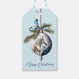 Eleganter, blauer Weihnachtspferd Geschenkanhänger