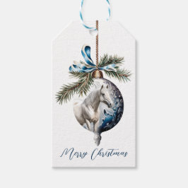 Eleganter, blauer Weihnachtspferd Geschenkanhänger