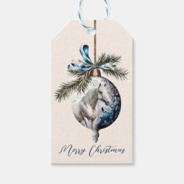 Eleganter, blauer Weihnachtspferd Geschenkanhänger