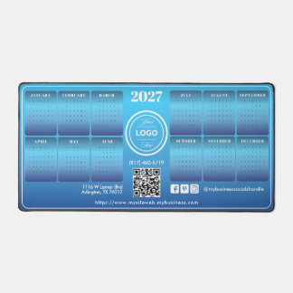 Eleganter blauer Werbegeschäfts-Kalender 2027 Schreibtischunterlage