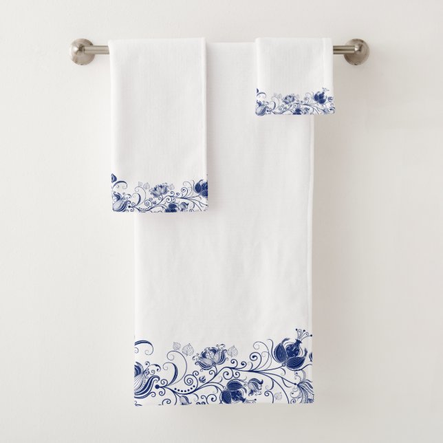 Eleganter blauer Wirbel Badhandtuch Set (Insitu)