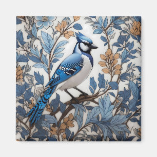Eleganter Blauhäher, inspiriert von William Morris Magnet