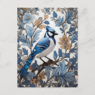 Eleganter Blauhäher, inspiriert von William Morris Postkarte