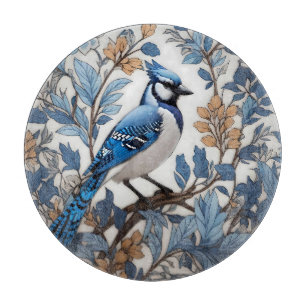 Eleganter Blauhäher, inspiriert von William Morris Schneidebrett