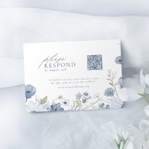 Eleganter Blaustich-Wildblumen-Hochzeits-QR-Code