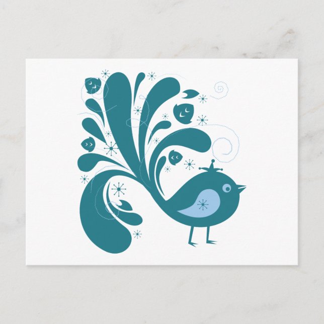 eleganter Blauvogel Postkarte (Vorderseite)