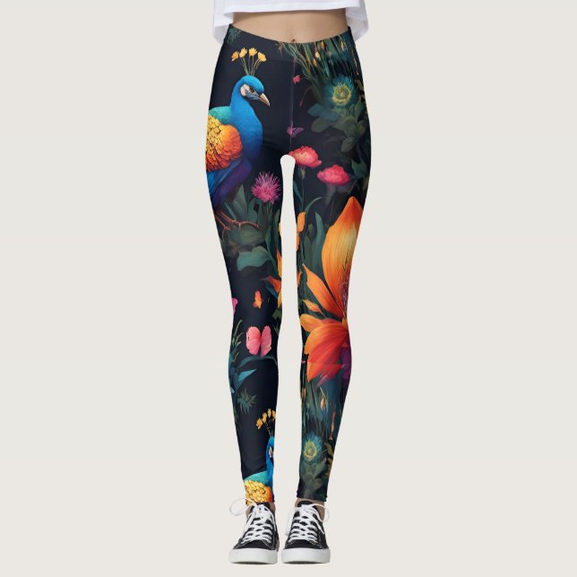 Eleganter Blue and Gold Park/Garten: Leggings (Vorderseite)