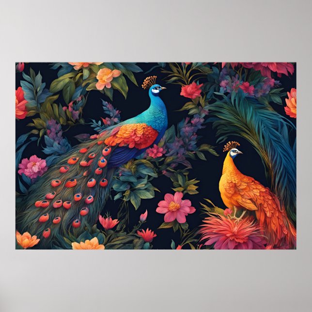 Eleganter Blue and Gold Park/Garten: Poster (Vorne)