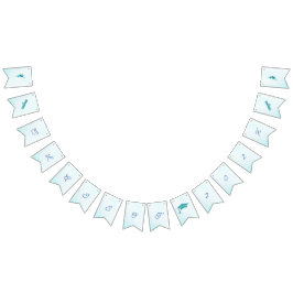 Eleganter Blue Blume Anpassbarer Abschluss Wimpelkette