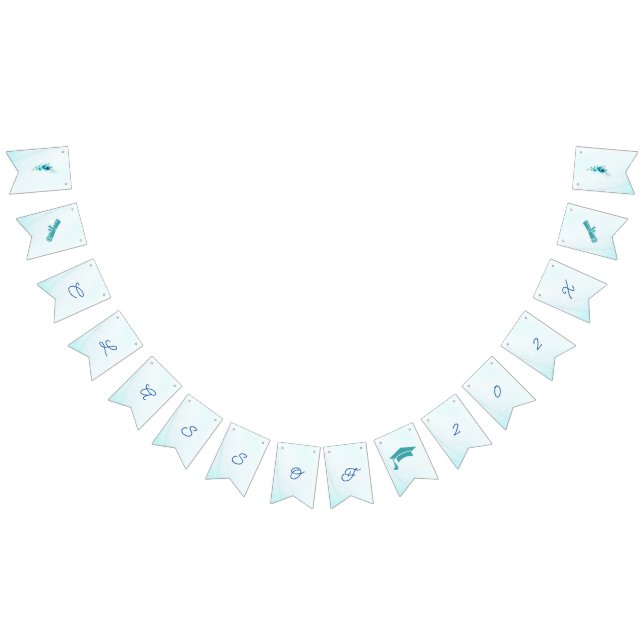 Eleganter Blue Blume Anpassbarer Abschluss Wimpelkette (Alle)