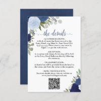 Eleganter Blue Boho Rose Hochzeitdetails QR-Code