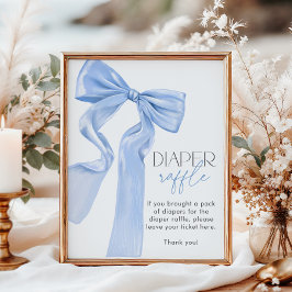 Eleganter Blue Bow Baby Duschdiaper Poster