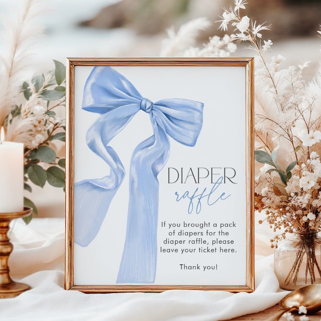Eleganter Blue Bow Baby Duschdiaper Poster (Von Creator hochgeladen)