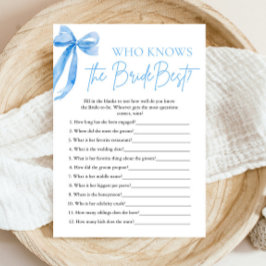 Eleganter Blue Bow, der das beste Spiel der Braut  Einladung