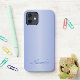 Eleganter Blue Brushed Metal Name iPhone 12 Hülle