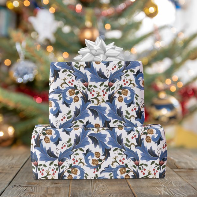 Eleganter Blue Christmas Holiday Geschenkpapier (Von Creator hochgeladen)