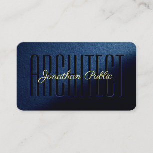 Eleganter Blue Custom Gold Text Script Architect Visitenkarte