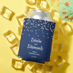 Eleganter Blue Denim and Diamonds Junggeselinnen-A Dosenkühler